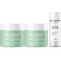 김정문알로에 라센스 로에 큐어 리알로에 시그니처 크림 55g x 2p + 알로에 워터 젤리 토너 50ml 세트, 1세트