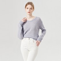 TANKUS 여성용 베이직 브이넥 슬림핏 긴팔 니트 TU4KP002L0