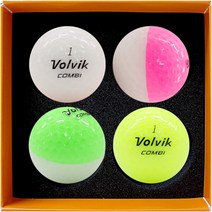 볼빅 크리스탈 콤비 유광 반반 골프공 3피스 4p, 1개, 화이트   그린, 화이트   오렌지, 화이트   핑크, 화이트   옐로우