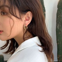 디아더컬러 여성용 925 실버 데일리 원터치 링 귀걸이