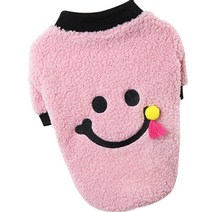 딩동펫 강아지 스마일폼 뽀글이 티셔츠, 핑크
