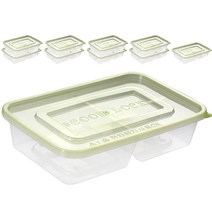 반듯사각 밀폐용기 N500 3칸 뚜껑 연그린, 10개, 단품
