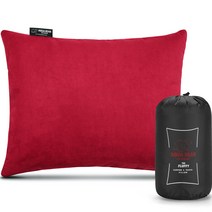 아쿠아베어 푹신푹신 쿠션 캠핑베개 + 방수파우치 세트, 레드(베개), 1세트