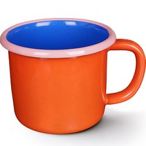 본에나멜웨어 컬러라마 라지 머그 300ml, 블루 + 레드 + 핑크 Rim, 1개