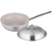 에델코첸 이지프리즘 스텐 세라믹 코팅 IH인덕션 웍팬 + 뚜껑 얼그레이, 1개, 24cm