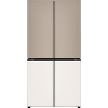 [색상선택형] LG전자 오브제컬렉션 양문형 글라스 베이직 냉장고 방문설치, 오브제컬렉션 클레이브라운 + 베이지, M873GCB031S