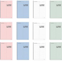아이비스 슬림 반반 방안 노트 12274 4종 x 3p 세트, 1세트, 핑크, 블루, 화이트, 그린