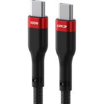 주파집 메탈쉴드 PD C타입-C타입 고속충전 케이블 100W, 블랙 + 레드, 1개, 2m