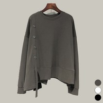 페이퍼먼츠 여성용 라운드넥 사이드 버튼 긴팔 티셔츠 02888