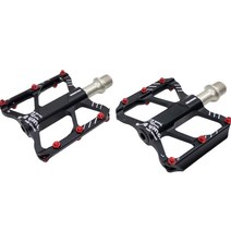 터치바이크 자전거 평페달 MTB 로드 미니벨로 겸용 T2 좌우 세트, 블랙 + 레드, 1세트