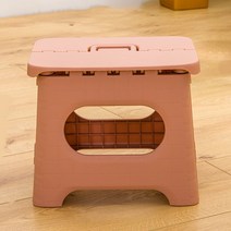 생활애찬 플라스틱 휴대용 미니 접이식 의자 L, 핑크