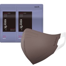 필나인 귀편한 이지핏 2D 새부리형 컬러 마스크 중형 벌크포장, 25개입, 2개, 토피브라운