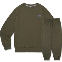 언탭트 남성용 빅사이즈 넘버 024 스몰로고 맨투맨 + 조거팬츠 세트