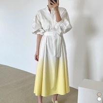 비비에모 투톤 헨리넥 벨트 포켓 셔츠 원피스 02815