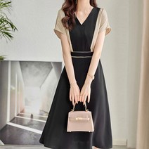 페이퍼먼츠 빌리브 투톤 브이넥 여름 원피스 04336
