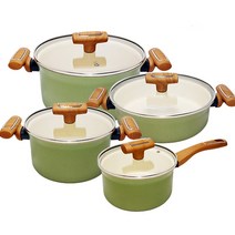 매직쉐프 IH인덕션 쁘띠블랑 냄비 4종 세트, 그린, 편수 18cm + 양수 20cm + 양수 24cm + 전골 24cm