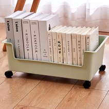 제이밀 1단 이동식 북카트 책보관함 M, 그린