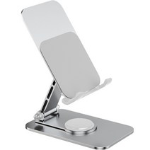 워너프 스마트폰 / 태블릿 PC 알루미늄 E2 회전형 탁상 거치대, 메탈 실버, 1개