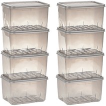 땡스소윤 냉동실 밀폐용기 투명그레이 8호 600ml, 8개, 단품