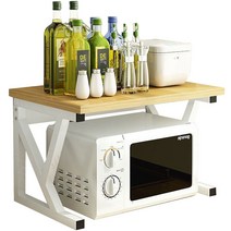 러브트리스 전자레인지 수납 선반, 2단 원목색판 + 화이트