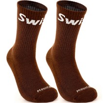 스위스마운틴 남성용 메리노테크 등산용 울양말 2켤레, 브라운
