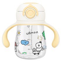 유비맘 트라이탄 데일리 원터치 빨대컵 260ml, 1개, 옐로우