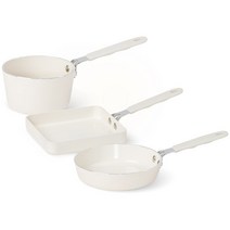 르난세 어스 미니팬 3종 세트, 아이보리 + 그레이, 에그팬(16cm) + 밀크팬(12cm) + 사각팬(15cm)