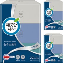 깨끗한나라 순수 소프티 각티슈 250p, 3개입, 3개
