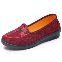 단풍잎 자수 편안한 복고풍 고급 단화