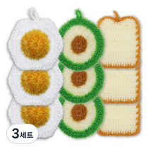 이지앤 두툼한 브런치 2겹 수세미 식빵 3p + 에그 3p + 아보카도 3p 세트, 9개, 3세트