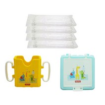 피셔프라이스 치즈 케이스 + 두유 우유 케이스 + 요쿠르트빨대 50p X 4팩, 블루, 1세트