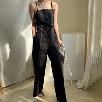 메이첼 라인 끈나시 와이드 뷔스티에 점프수트 00532