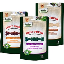 덴탈라이트 덴탈 프레쉬 360도 칫솔 강아지 덴탈껌 150g, 입냄새 제거, 모질개선, 관절보호, 3개