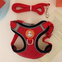 가본다 강아지 야간 빛 하네스 + 리드줄 세트, 레드