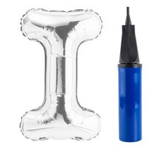 파티팡 알파벳 은박풍선 대 실버 + 풍선용 손펌프 세트, I, 1세트