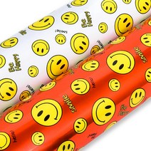 디자인랩 스마일 비닐롤포장지 2종 세트, 레드, 화이트, 1세트