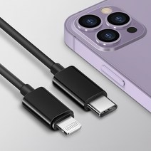 홈플래닛 애플 아이폰 MFI인증 USB-C to 8핀 라이트닝 고속 충전 케이블, 2m, 블랙