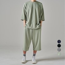 하이후 남성용 이지 심플 7부 티셔츠 + 7부 팬츠 트레이닝 세트