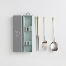 마시피렌체 휴대용 무소음 도시락 수저세트, 크림화이트, 숟가락1P + 젓가락1벌 + 포크1P + 수저통1P