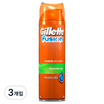 질레트 퓨전 하이드라젤 센서티브 스킨 쉐이빙젤, 195g, 3개