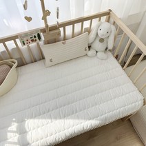 까나베나 순면 신생아 유아 침대 누빔패드, 베이지