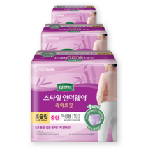 디펜드 여성용 스타일 팬티 언더웨어 라이트핏 초슬림 성인기저귀 중형, 10개입, 3개