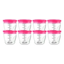 베베락 밀폐눈금 이유식 용기 180ml, 핑크, 8개입