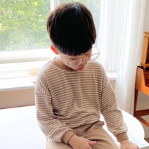 아동용 아도르베베 스판 배색 단가라 맨투맨 티셔츠