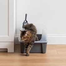 아이리스 평판 오픈형 고양이 화장실 CLH-12   모래삽, 다크그레이