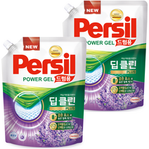 퍼실 파워젤 딥클린 플러스 라벤더 드럼 리필, 1.8L, 2개