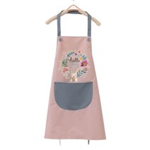 아뚜 카페 공방 주방 집 예쁜 토끼 자수 앞치마, 핑크, 1개