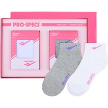 프로스펙스 여성용 베이직 로고 숏삭스 2켤레 세트, 퍼플 그레이, 핑크 화이트