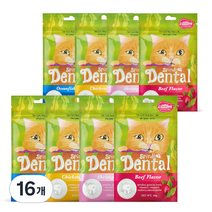 캣템 스피루리나 고양이 덴탈 간식 60g, 치킨+비프+쉬림프+오션피쉬, 16개
