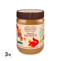 퀸즈트리 피넛버터 스무스, 500g, 3개